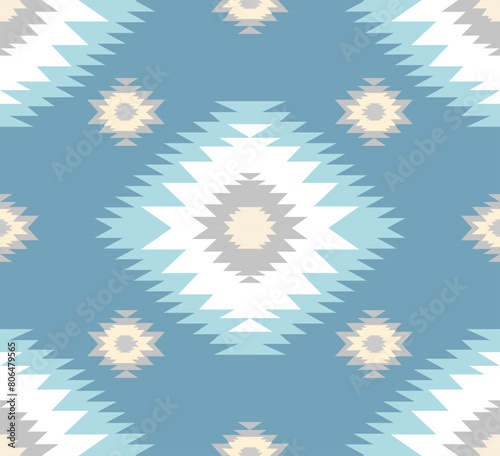 Navajo tribal ethnic Aztec  seamless pattern. South Western motif Mexican. Vector Navajo textile. Boho rug Woven carpet decor style. Design for Batik, fabric, clothing. Geometric ornament Indian.  
