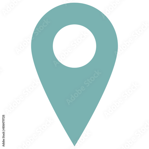 Teal marker with a white dot on it