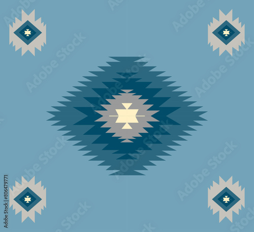 Navajo tribal ethnic Aztec  seamless pattern. South Western motif Mexican. Vector Navajo textile. Boho rug Woven carpet decor style. Design for Batik, fabric, clothing. Geometric ornament Indian.  