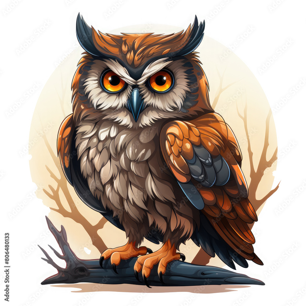 Watercolor Dusk owl, clipart Illustration, Generative Ai Watercolor Dusk owl, clipart Illustration, Generative Ai