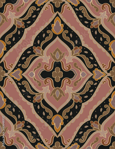 Seamless traditional pattern. Vector abstract damask ornament. Background for wallpaper, textile, carpet and any surface. 