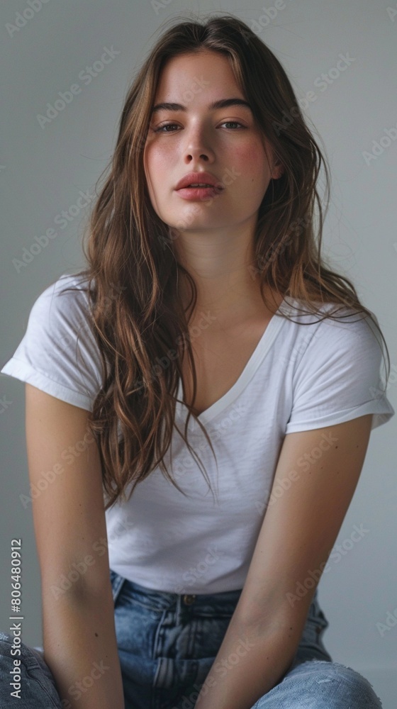 Classic Elegance, close-up shot of the model's face, highlighting her natural beauty and elegance Classic Elegance, close-up shot of the model's face, highlighting her natural beauty and elegance