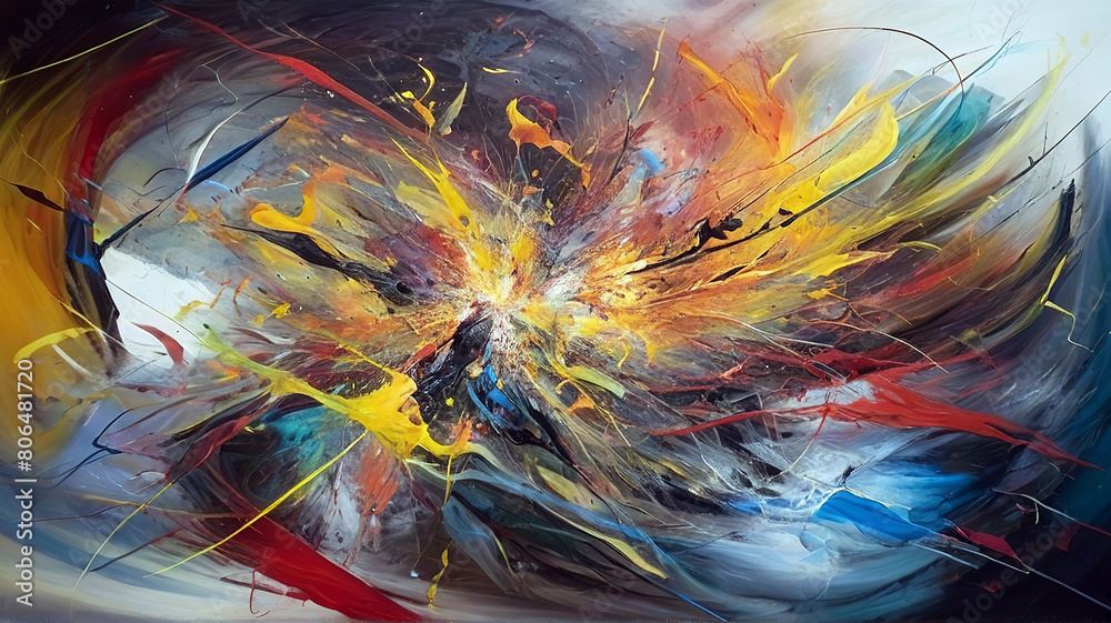 Obraz premium abstract background with multicolored brush strokes of oil paint