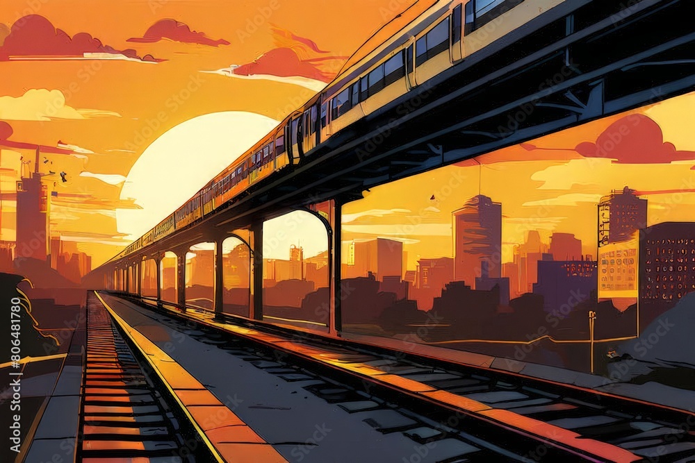 Fototapeta premium the Industrial concept background. Railroad travel, railway tourism