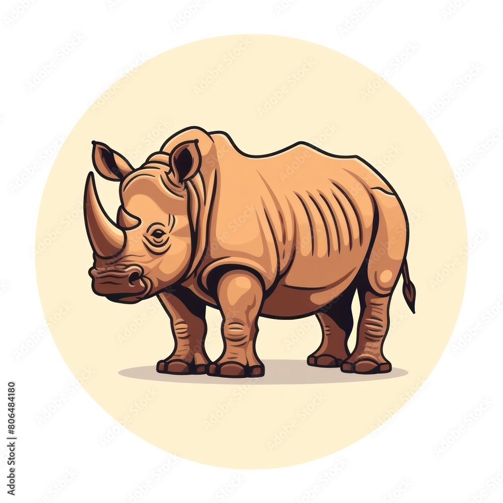 Fototapeta premium rhino cartoon flat illustration minimal line art