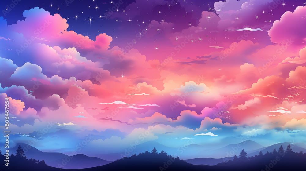 Stunning Digital Artwork of Night Sky with Stars and Clouds