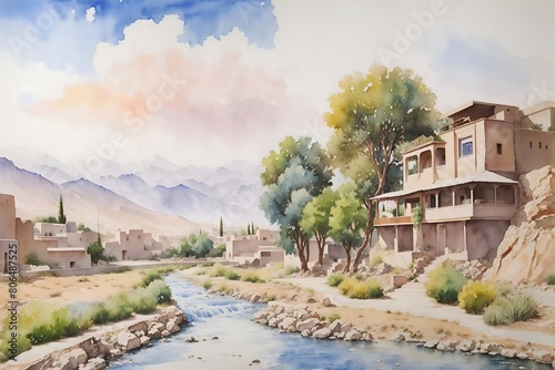 Asadabad Afghanistan Country Landscape Illustration Art photo