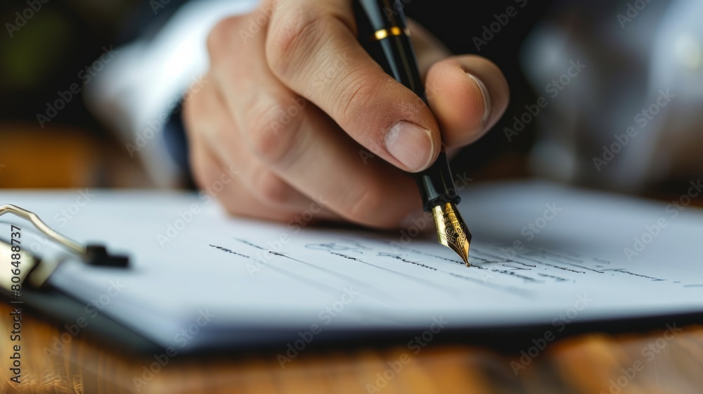 top view of sheet signed with fountain pen generative ai top view of sheet signed with fountain pen generative ai