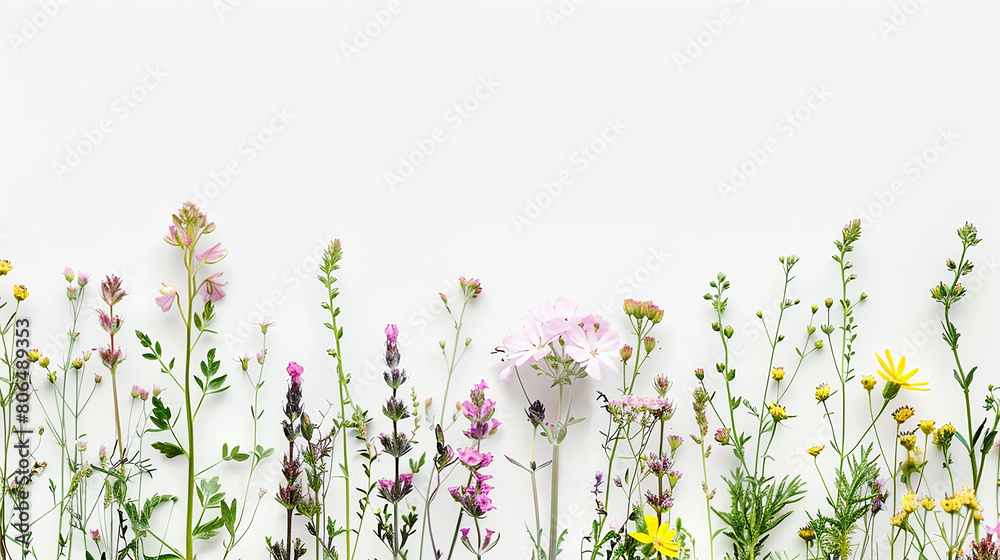 wildflowers on white background