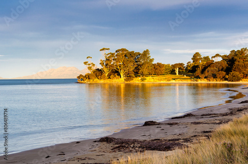 Jubilee Beach is a safe sandy beach situated immediately below the town center - Swansea, Tasmania, Australia