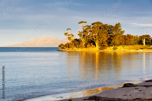 Jubilee Beach is a safe sandy beach situated immediately below the town center - Swansea, Tasmania, Australia