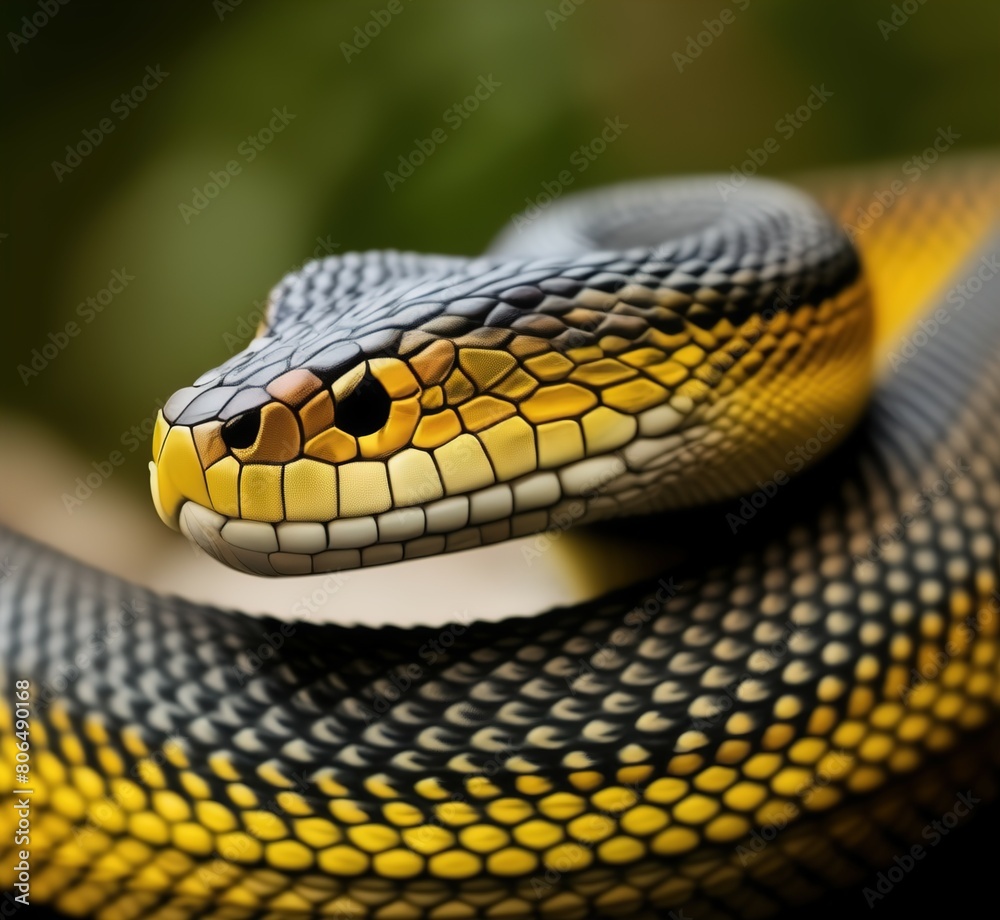 Obraz premium Snake on isolated black background, National Animals, World Animals Day, Religious Animals, International Wildlife Day, Desart Animals, Generative Ai