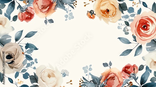 Craft a banner filled with floralinspired elements from end to end Leave the center portion empty for customizable messaging Ensure the design exudes sophistication and flair