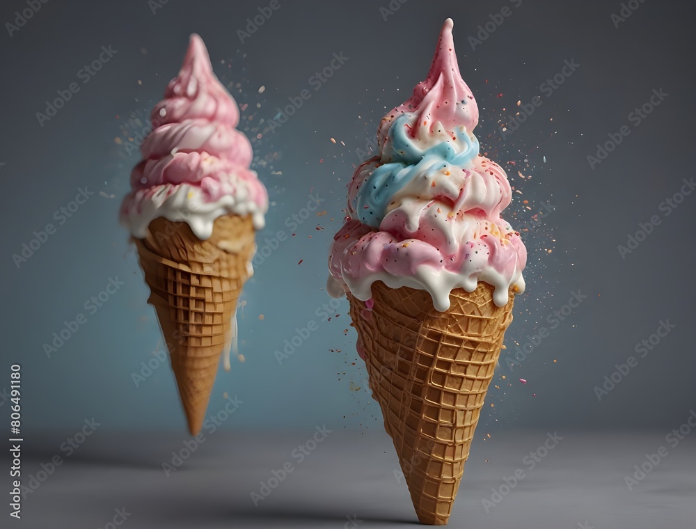 Melting ice cream cone. Melting ice cream cone.