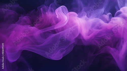 Vivid, detailed image of purple smoke against a black background. The smoke should be soft and ethereal, with a sense of movement. photo