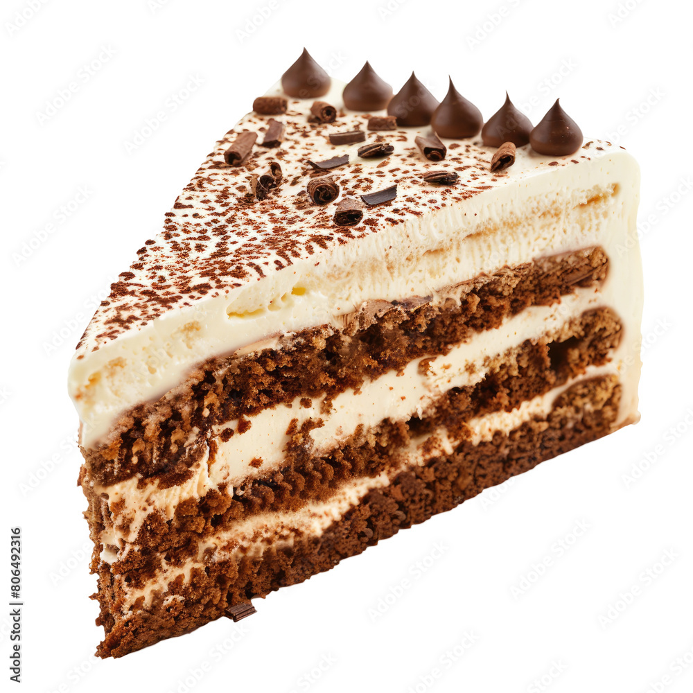faried Tiramisu cake slice png style white background faried Tiramisu cake slice png style white background