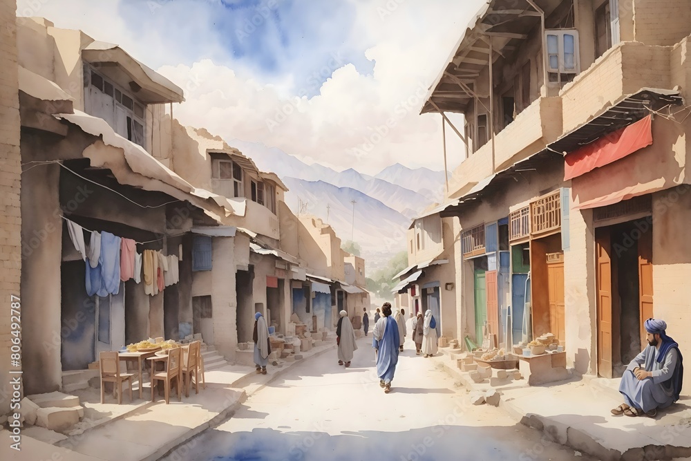 Kabul Afghanistan Country Landscape Illustration Art