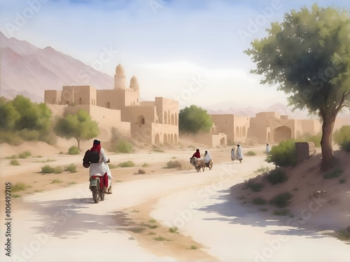 Jalalabad Afghanistan Country Landscape Illustration Art photo