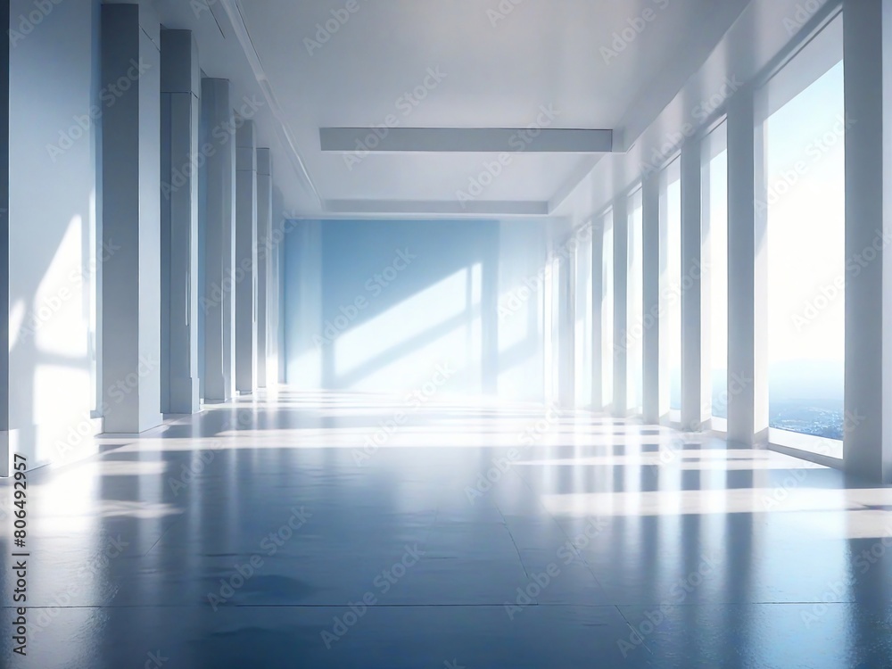 blue corridor with columns blue corridor with columns