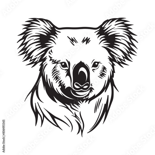 Koala Head. Vector Illustration Of A Cute Koala Head on white background