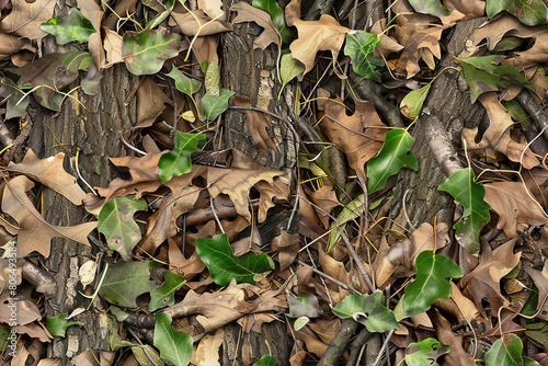 branches dry leaves camouflage background texture pattern seamless wallpaper © Aldis