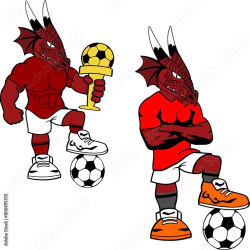 soccer futbol strong dragon cartoon pack collection in vector format very easy to edit © MARCO HAYASHI