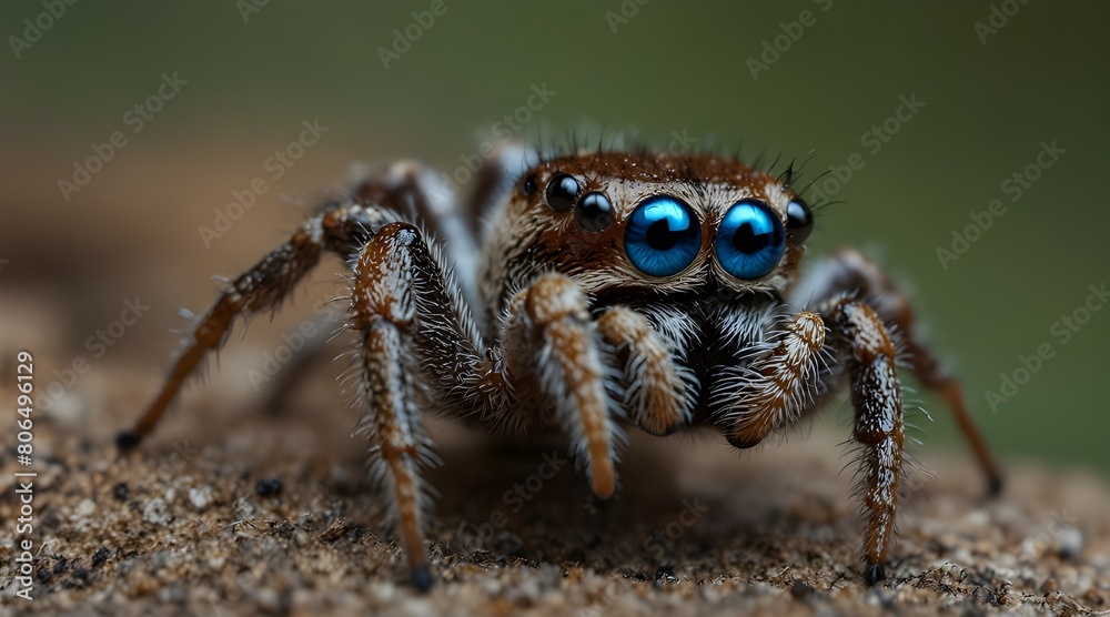 Jotus sp, a jumping spider from Australia with brilliant blue eyes. Jotus sp, a jumping spider from Australia with brilliant blue eyes.