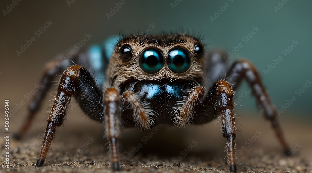 Jotus sp, a jumping spider from Australia with brilliant blue eyes. Jotus sp, a jumping spider from Australia with brilliant blue eyes.