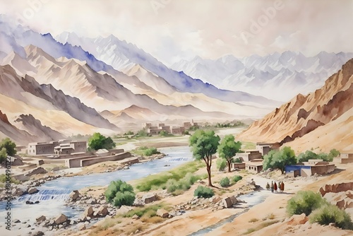 Mir Bacha Kot Afghanistan Country Landscape Illustration Art photo