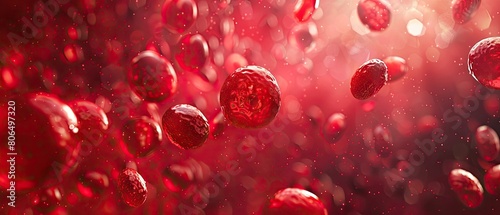 Red blood cells flowing through a vein or artery.