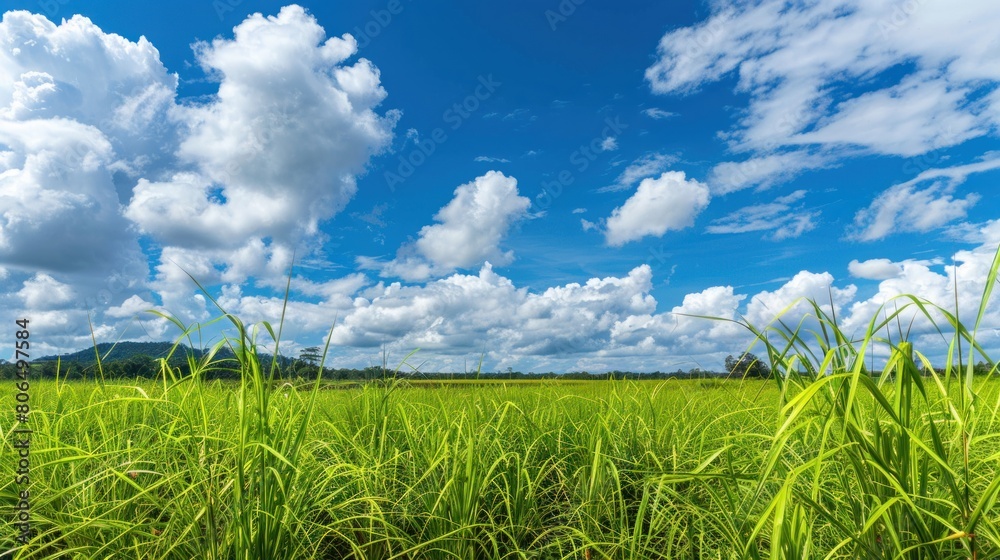 Lush green meadow background, sunny weather Lush green meadow background, sunny weather