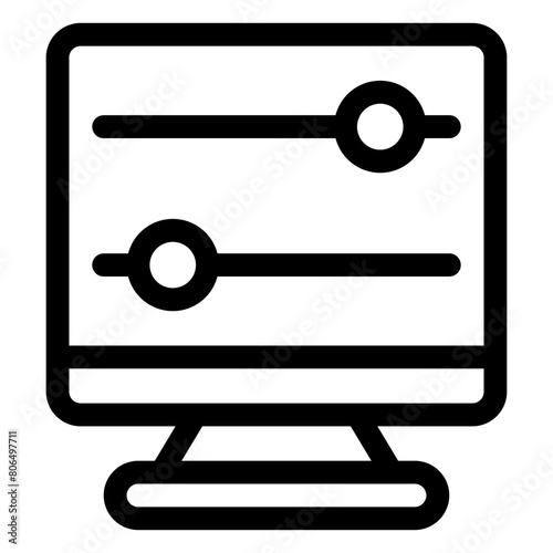 computer adjustment outline icon and illustration