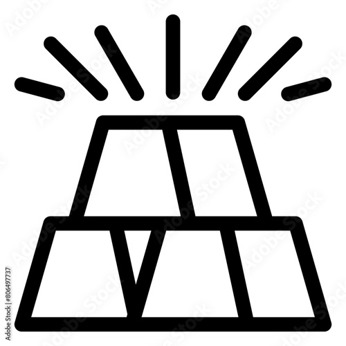 gold ingots outline icon and illustration