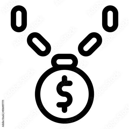 rapper hip hop necklace outline icon and illustration