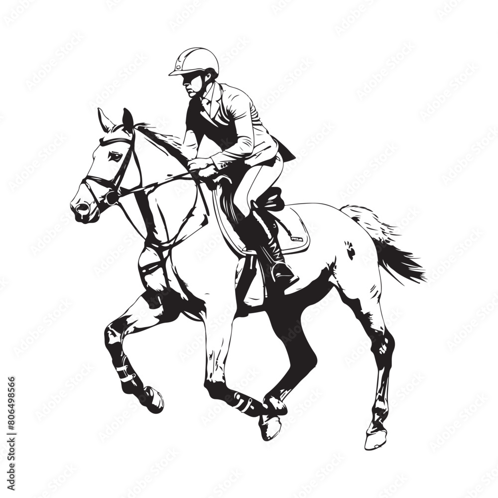 Equestrian Sports Illustration Horse Rider Vector isolated on white