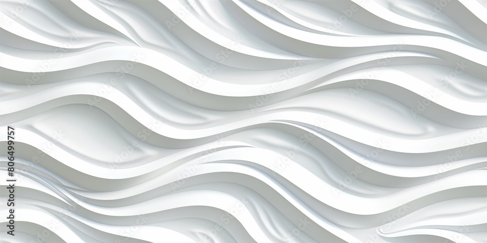Obraz premium This abstract white background features a captivating wavy pattern, creating a seamless texture that adds depth and intrigue to any design. The undulating waves flow gracefully across the canvas