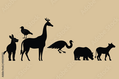 Stylish silhouette vector set of wildlife vector design