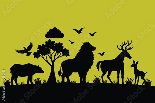 Stylish silhouette vector set of wildlife vector design