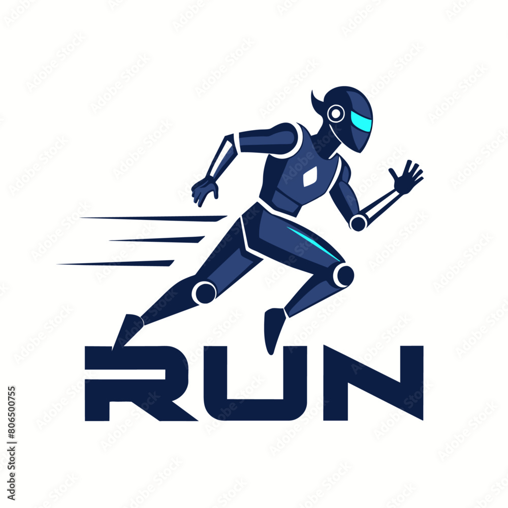 Obraz premium Running Robot man logo (17)