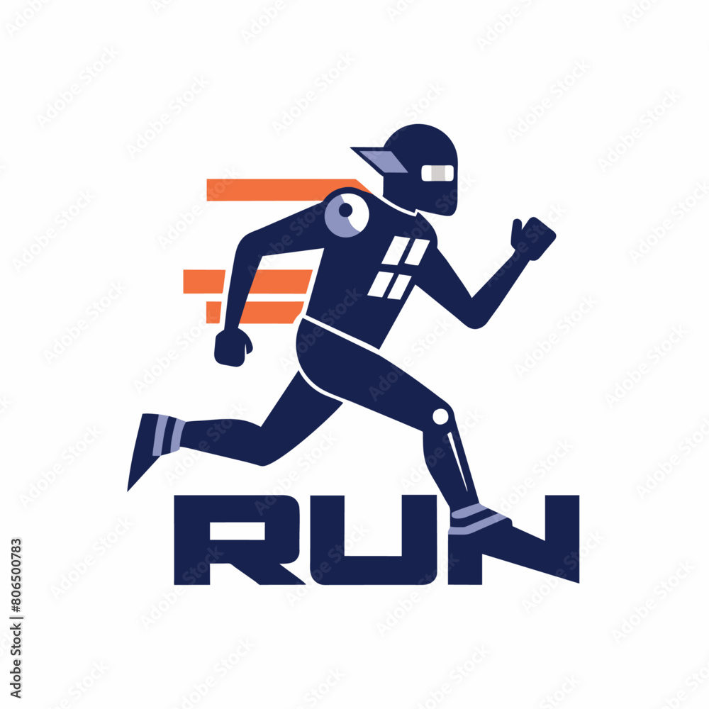 Fototapeta premium Running Robot man logo (24)