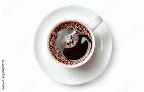 Classic White Cup of Steaming Black Coffee, Perfectly Isolated on a Bright White Background