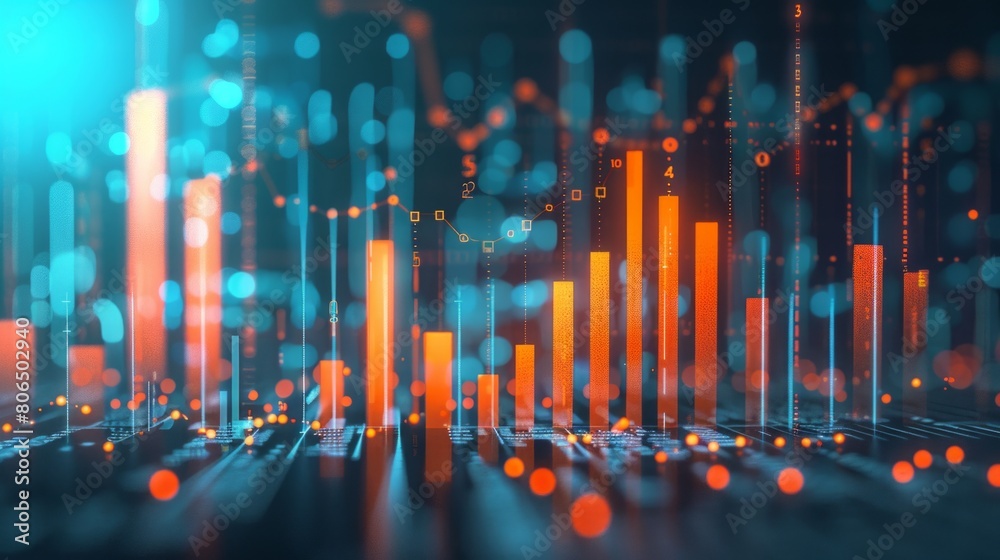 Financial growth chart for stock market investment trading. Closeup stock market data chart visualization. Financial growth chart for stock market investment trading. Closeup stock market data chart visualization.