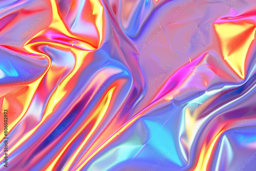 Fototapeta premium Iridescent Fabric: Fluid Rainbow Shimmer