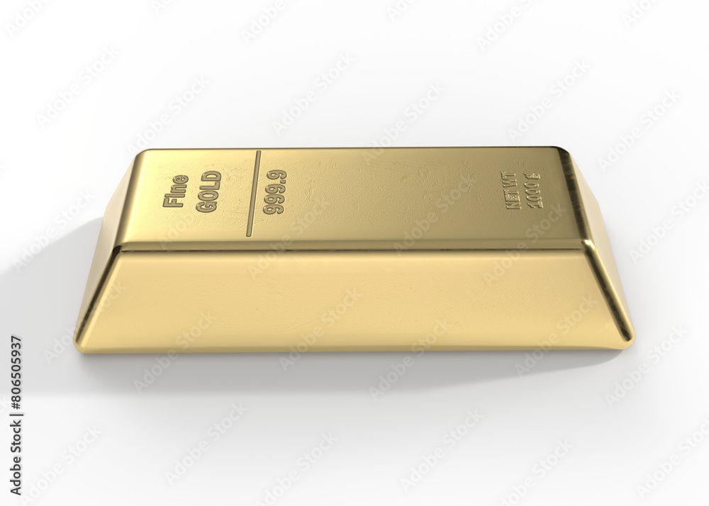 A Single Gold Bar In White Background
A Single Gold Bar In White Background
