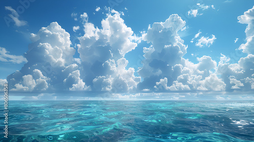 blue sky and clouds  Picturesque Seascape Blue Sky White Clouds and T