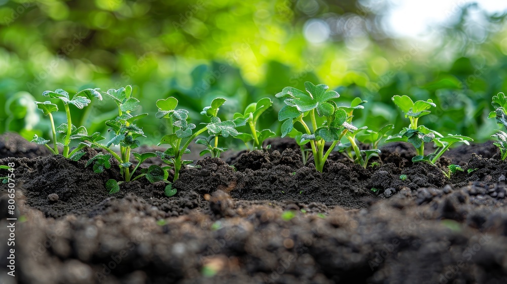 Close-up depiction of humus as a foundational element in soil health, supporting plant growth and sustainability in agriculture Close-up depiction of humus as a foundational element in soil health, supporting plant growth and sustainability in agriculture
