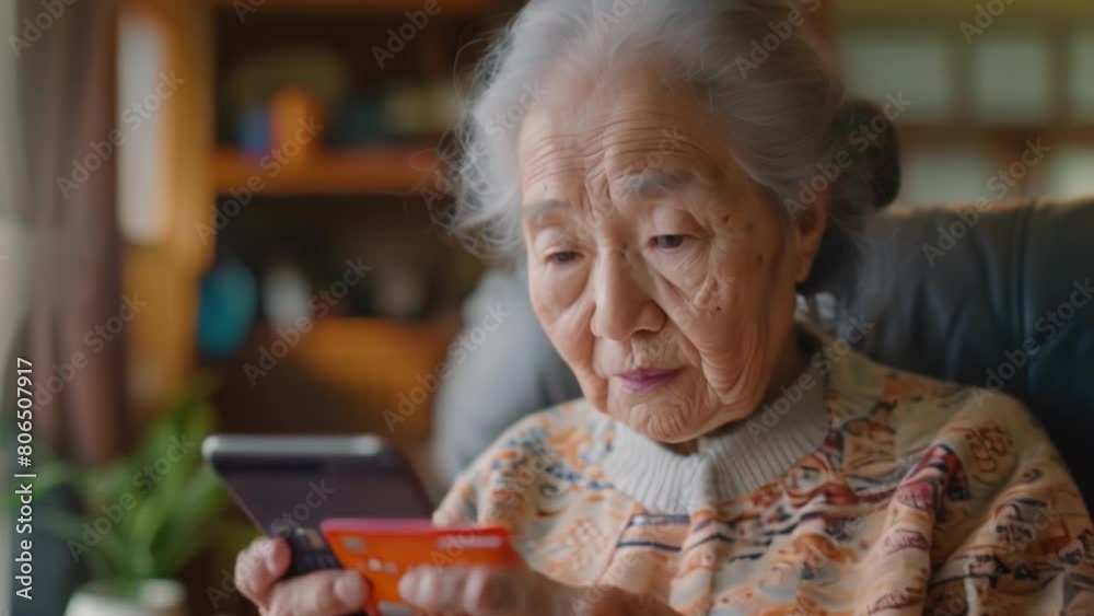 Asian elderly woman adopts credit cards for online payments, taking proactive steps to prevent fraud and ensure the safety of her digital transactions in today's interconnected world Asian elderly woman adopts credit cards for online payments, taking proactive steps to prevent fraud and ensure the safety of her digital transactions in today's interconnected world