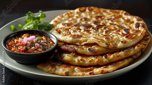 typical Malaysian food Roti Canai white background