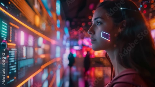 Wallpaper Mural A young woman in a classroom filled with CGI technology demonstrates how AI can contribute to the learning experience and efficiency of a technology-based education system. Torontodigital.ca