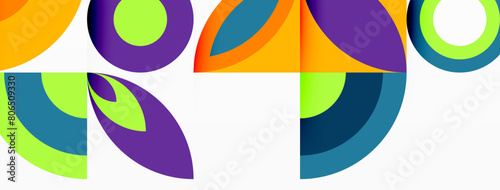Colorfulness and art collide in a vibrant display of circles and rectangles on a white background. Tints and shades of electric blue create a symmetrical pattern, reminiscent of graphics design